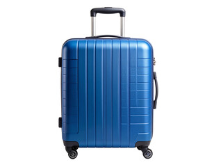 Large Hard-Shell Travel Suitcase in Matte Blue, Front View, isolated on transparent background