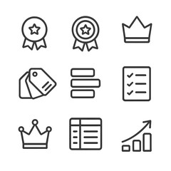 Tiered Pricing Icons. Outline icon set of Tiered Pricing Structure: bronze tier medal, silver tier medal, gold tier medal,
