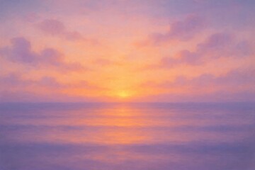 Fototapeta premium Ethereal Sunset Over Ocean – Dreamy Abstract Landscape with Warm Gradient