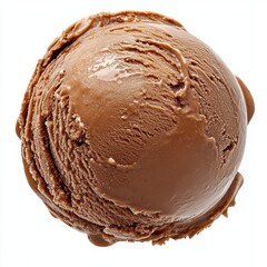 Chocolate ice cream scoop isolated on white background.