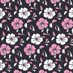 Pattern with stylized flowers.Vector seamless pattern with colorful stylized flowers and leaves.