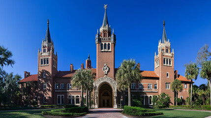 Illustration of the University Hospital building in Taylor Park, Florida. Illustrations of popular places in the world.