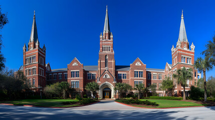 Illustration of the University Hospital building in Taylor Park, Florida. Illustrations of popular places in the world.