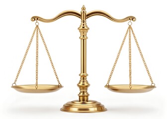 Golden Balance Scale on white background