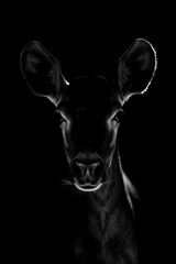 Striking silhouette of a deer against a black background creating a dramatic effect