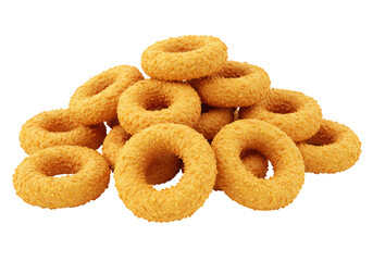 Isolated Sesame Bagels Pile Freshly Baked