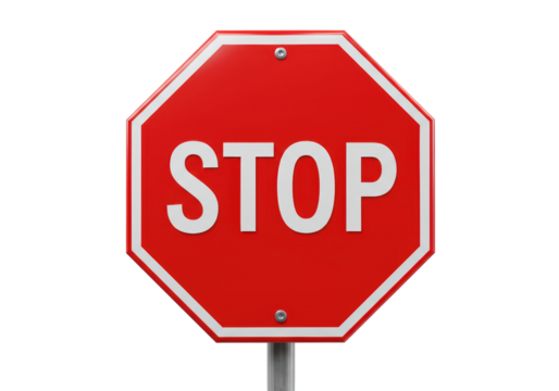 Isolated Classic Red Stop Sign with White Lettering