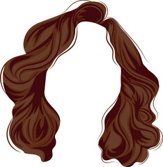 women's hairstyle template for curly brown hair of medium length for female characters