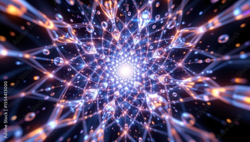 Poster abstract geometric patterns with light. a fascinating digital artwork that invites viewers to explor