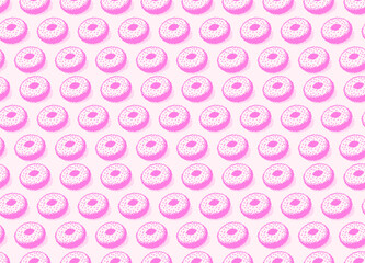 Donut pattern pixel art pink color modern style for banner, website, decoration, pattern, menu vector