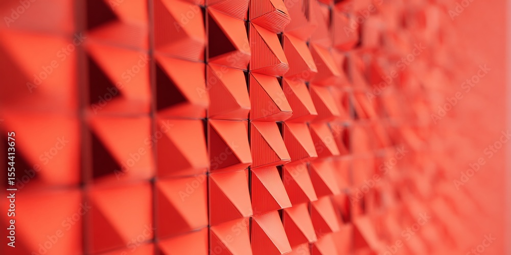 Poster abstract triangular pattern in deep coral