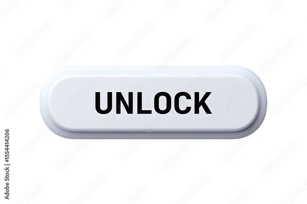 Poster white oval unlock button isolated on black background high resolution 4 k p n g image stock photo do