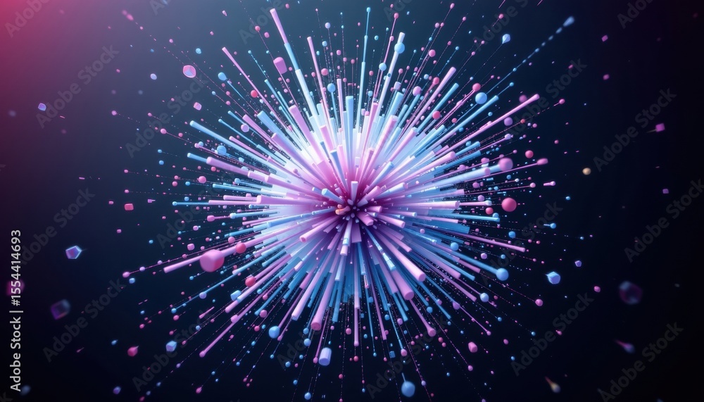 Poster explosive artistic burst of colorful energy. a dazzling display of lights exploding in a dynamic, vi