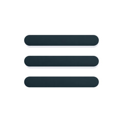 Hamburger menu icon three horizontal lines flat minimal UI symbol isolated on transparent background