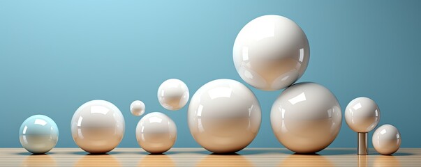 Reflective Spheres on Gradient Background, Minimalist 3D Render