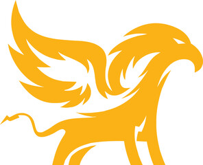 Golden griffin silhouette logo