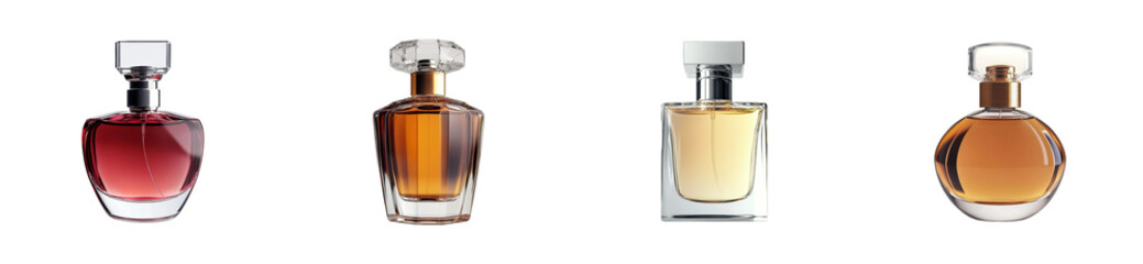 Elegant perfume bottles display studio setting product clean cut out set png