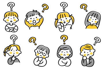 疑問を感じるこどもたちのイラストセット②