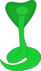 Illustration of a Green Cartoon Cobra Doodle Snake