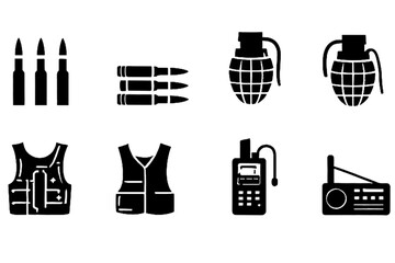 vector illustration of a set of war icons