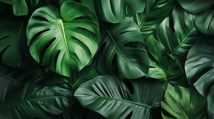 Tropical leaves. Dark botanical background tropical leaves