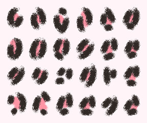 Leopard spots, shapes. Big set. Vector design elements