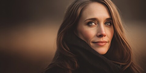 Captivating Portrait of a Woman with Long Hair in a Soft, Natural Setting