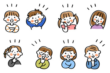 何かを思いつくこどもたちのイラストセット①