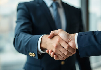 Business people shake hands. Businessman and employee hand gesture, business meeting and job interview concept