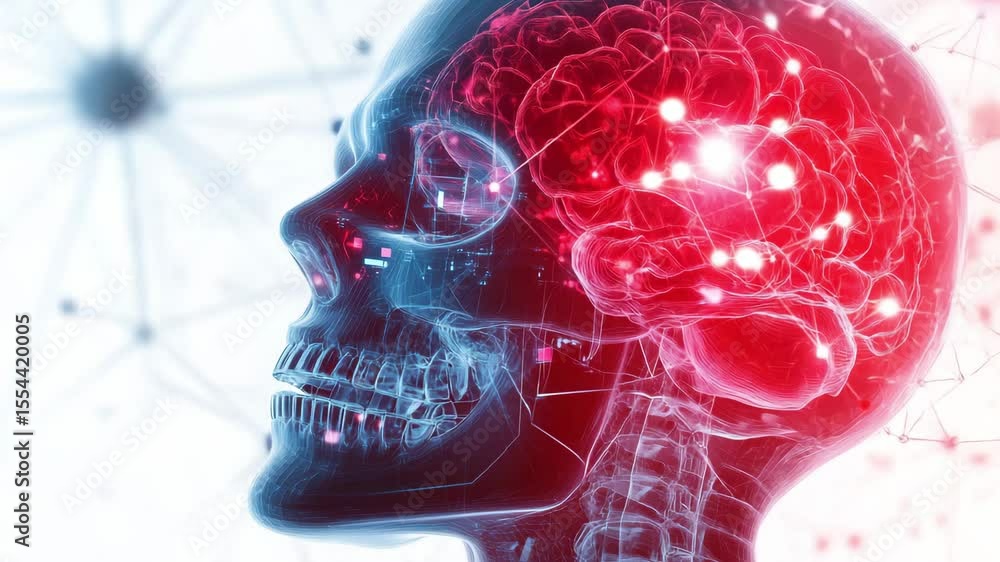 Poster complex neural pathways and functions of the human brain, highlighting its intricate networks over w