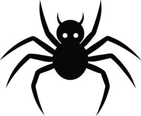 Silhouette of a spider hanging from a web, halloween vector
