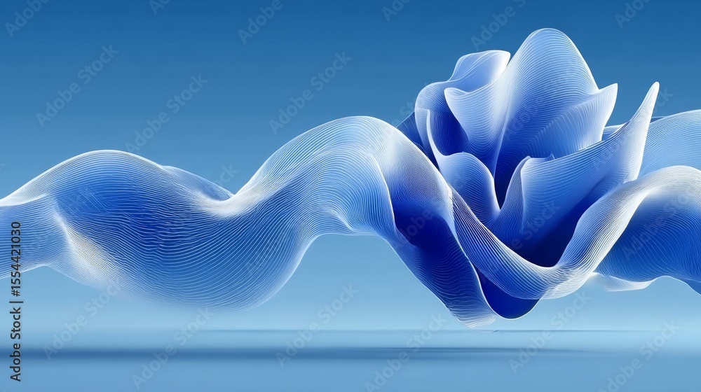 Poster luminous gradient azure backdrop with abstract motion shapes for elegant presentation design ideas