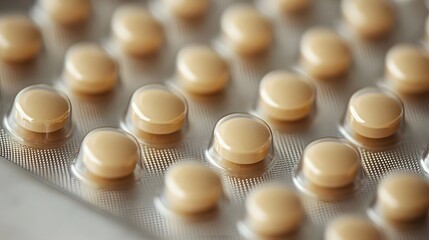 Closeup view of a blister pack filled with pills
