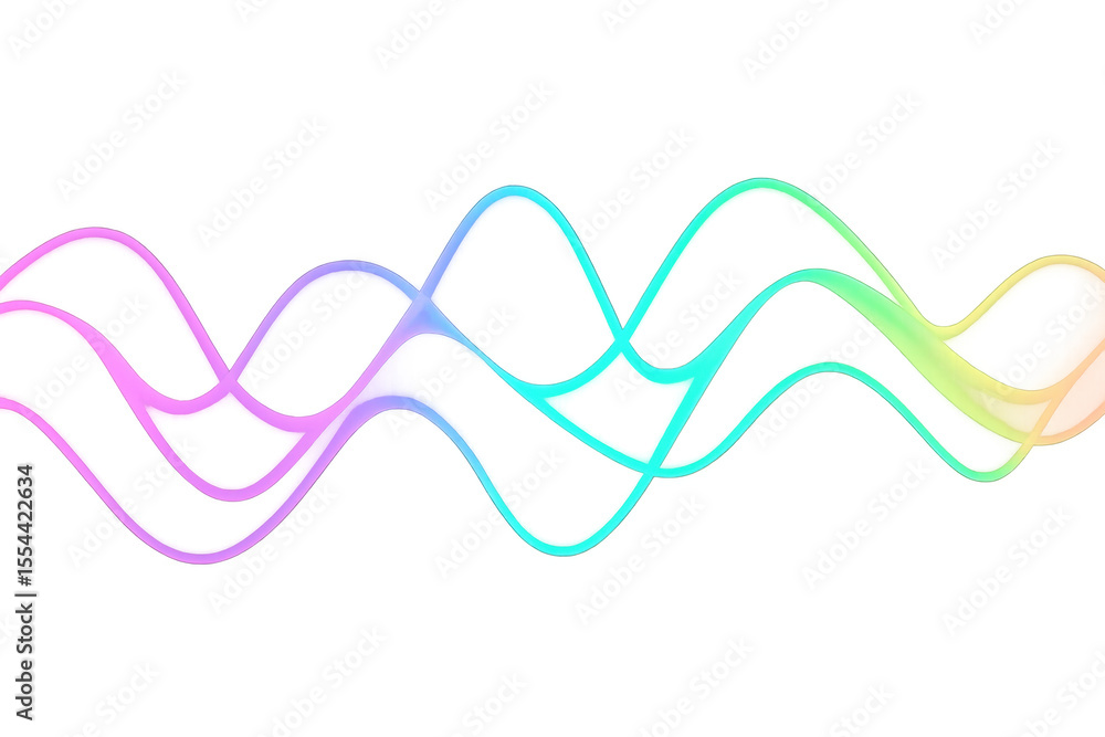 Poster abstract colorful wavy lines flowing on transparent background, creating a vibrant and dynamic visua