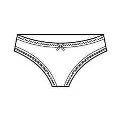 Simple line drawing of women s underwear with a bow and decorative trim