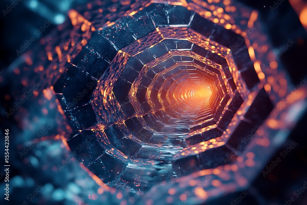 Poster • floating hexagonal patterns break apart in a cosmic rift