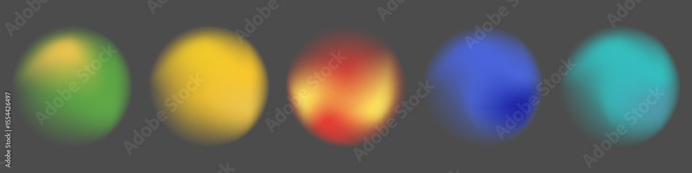 Poster abstract colorful gradient circle shapes set with blur soft gradient aura effect. color gradation ci