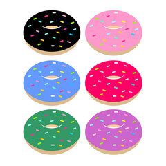 Vector illustration of a set of donut topping variations