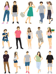 Fototapeta premium vector illustration of a set of people in summer attire fashion casual