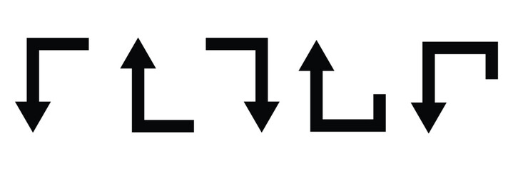 Go Straight This Way One Way Only U Turn Left and Right Blue and White Arrow Round Circle Traffic Sign Direction Icon Set. Vector Image. EPS 10 . Vector Illustration . 