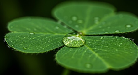 Dewdrop on a Clover Leaf - Nature Macro Photography