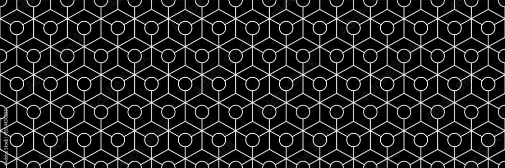 Poster horizontal black and white geometric shapes seamless pattern for background and design.