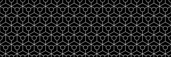 horizontal black and white geometric shapes seamless pattern for background and design.