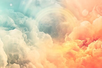 •  Geometric rings orbit within a soft pastel space cloud 