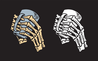 Skeleton hand holding a glass of tea