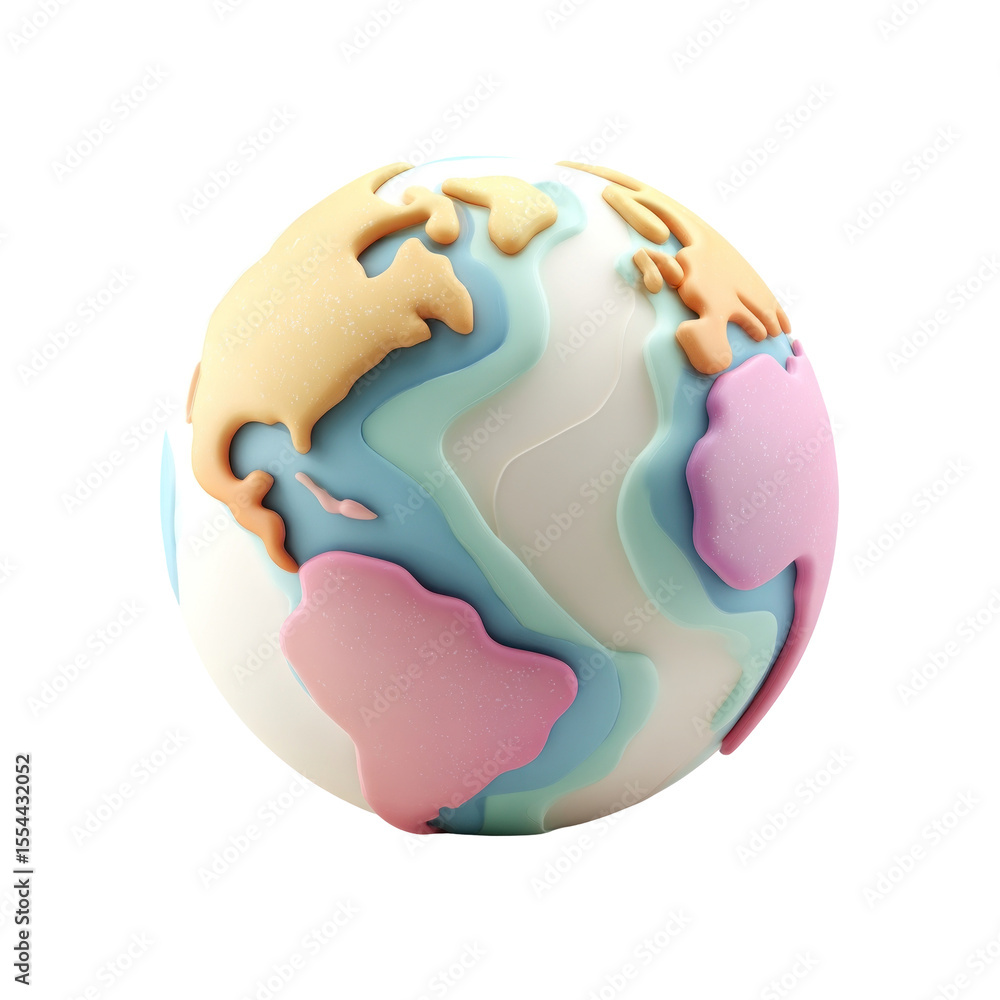 Poster abstract colorful globe with unique geographical patterns and soft pastel tones for creative and mod