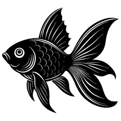 Black and White Goldfish Vector Illustration