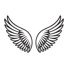 angel wings Line art vector, Simple Outline Design vector icon with white background
