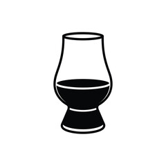 Black and White Silhouette of a Glencairn Whisky Glass