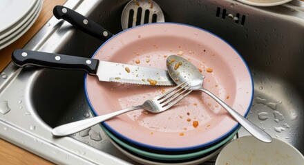 Dirty dishes in the sink